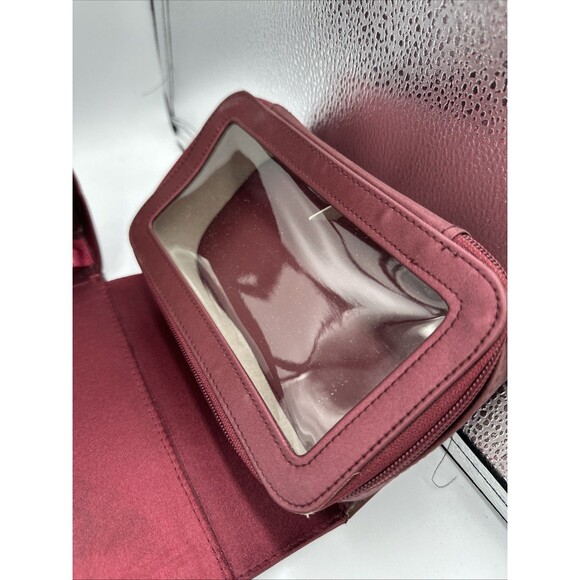 Vintage Estee Lauder Burgundy Hard Makeup Travel Case Toiletry Bag - Picture 8 of 9
